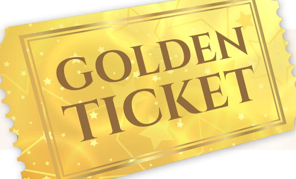 Graphic of a golden ticket