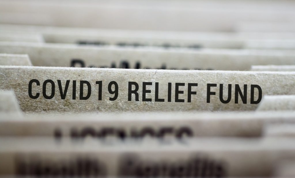 Folder tab that says "COVID 19 Relief Fund"
