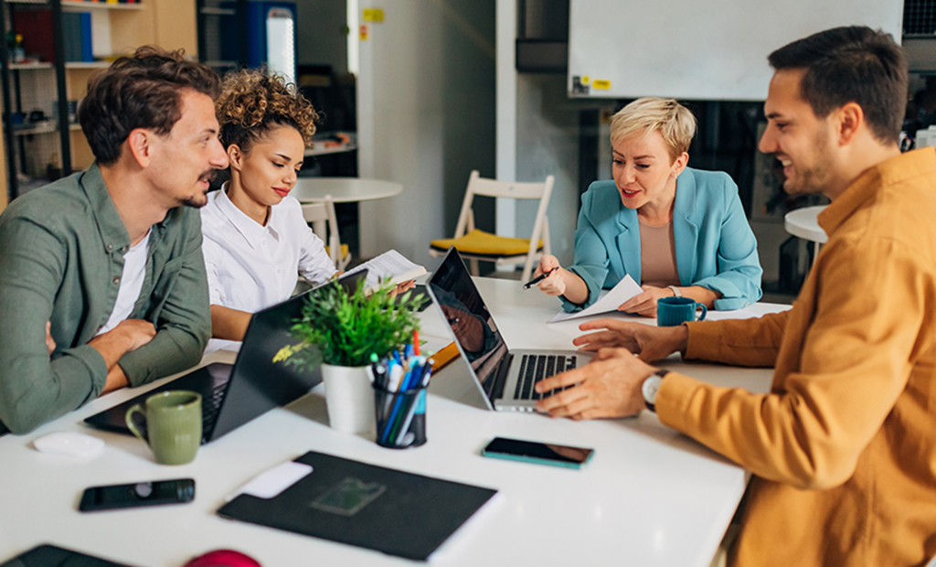 School employees working as a team